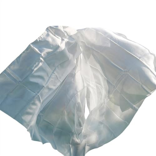 Bauchtanz Schleier 100 % Seide, for Performance, Tanz, einfarbig, helle Textur, Schleierschals, Bauchtanzschleier, Damenschal, Kostüme, Zubehör. Bauchtanz Schleier Halbrund ( Color : Pure white , Size