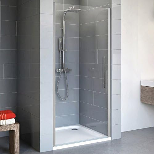 Schulte porte de douche pivotante 90 x 192 cm en niche, alu-argenté, mécanisme autolevant, montage gauche droite réversible, verre de sécurité 5mm antical, réglage 87.8-90.4, largeur d'accès 79.5 cm