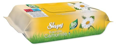 Sleepy Feuchttücher 16er pack x 80 Stück Feuchtpflegetücher für Baby Oberflächen | Mit Klickverschluss Babys und die empfindliche Haut von Neugeborenen (Kamille, 16er pack x 80 Stück)