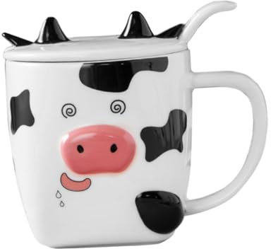 CRILSTYLEO 1juego Taza Vaca Divertida Con Cuchara Resistente y Fácil De Limpiar Para Agua Leche y Café Apta Para Hogar y Oficina