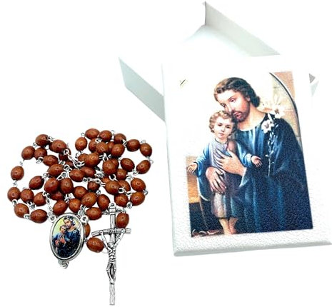 Generico Rosenkranz des Heiligen Josef, Holz, 7 mm, Farbe Braun, mit Box