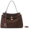 Tragetasche for Damen, modische Umhängetasche mit Tragegriff oben, Handtasche aus echtem Leder und Wildleder, Hobo-Geldbörse im Vintage-Stil.(L)
