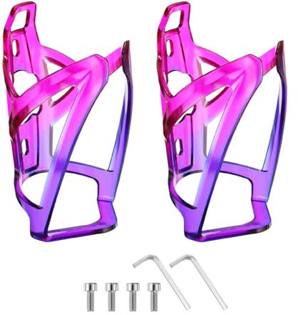 sourcing map 2pcs Bike Water Bottle Holder 5.2 PC Universal Bicycle Bottle Cages Ultralight Cycling Hydration Brackets with Screws for MTB Mountain Road Gravel, Blue Purple