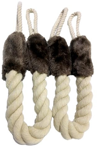 Pack of 2 Door Stop Jack, Door Stopper Clamp Protection, Door Cord Clamp Protection, Cotton Door Handle Stopper Rope, Door Clamp Protection for Doors, for Pets and Baby (Brown)