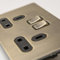 Antique Brass Straight Knurled Switches and Sockets (double 13A switched socket)