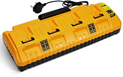Battery Charger for DEWALT 12V/18V/20V Lithium Batteries—Smart LED Indicator, Overheat/Overcharge Protection, Wall-Mountable Design (Four-Port)
