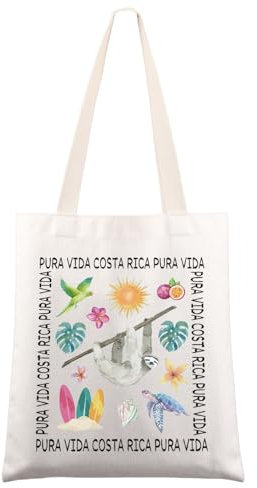 MYSOMY Costa Rica Tote Bag Costa Rica Urlaub Reisetasche Pura Vida Geschenk Costa Rica Trip Umhängetasche, Pura Vida UK 3, INCH