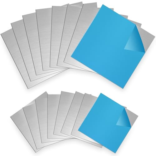 16 Piezas de Planchas de Aluminio, 100*100*1mm, 150*150*0.5mm Planchas Prácticas de Aluminio Plateado con Papel Protector, Rectángulo Térmico para Modelismo, Bricolaje, Planificación de Proyectos