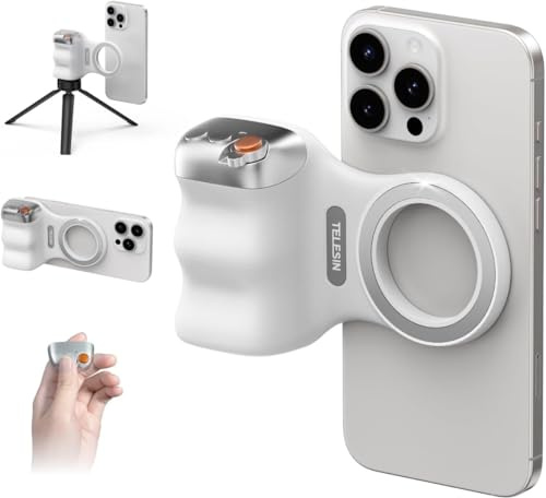 Magnetic Grip for iPhone & Android with Bluetooth Remote – Magnetic Phone Grip Includes Mini Tripod & 1/4 Mount – Portable Phone Handle for Video, Vlogging & Photography Includes Tripod