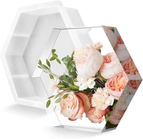DIGNFENG Stampo in Silicone Esagonale per Resina Epossidica – Grande Stampi per Resina Profondi 23,2x20,2x5cm – Stampi in Silicone per Fiori, Cristalli, Decorazioni e Regali DIY