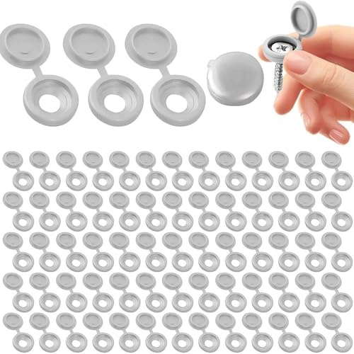 170 PCS Cache Vis Gris- Cache Écrou Universel pour Meuble, Placard, Étagère, Protection Anti-Rayures, Cache Trou