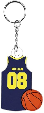 SOUFEEL Porte Clef Personnalisable avec Nom Porte Clé de Basketball Personnalisé pour Fan de Sport Porte-clés Personnalisables en Acrylique Cadeau Personnalisés pour Homme et Femme
