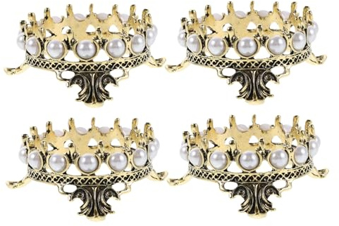 Homoyoyo Retro Kronen Nagelpinselhalter 4 Stück aus Metall Legierung mit Künstlichen Perlen Eleganter Organizer für Nagelkunst Stifte für Desktop und Nagelstudio