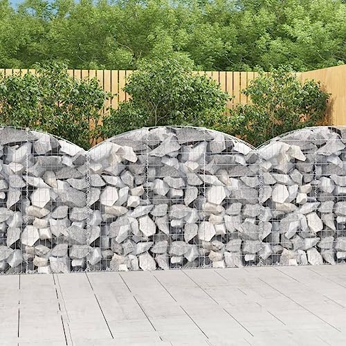 Teenpull Gabione mit Hochbogen 150x30x100/120 cm, verzinktes Eisen, 3,5 mm Draht, stabile Gartenbarriere für Windschutz und Dekoration