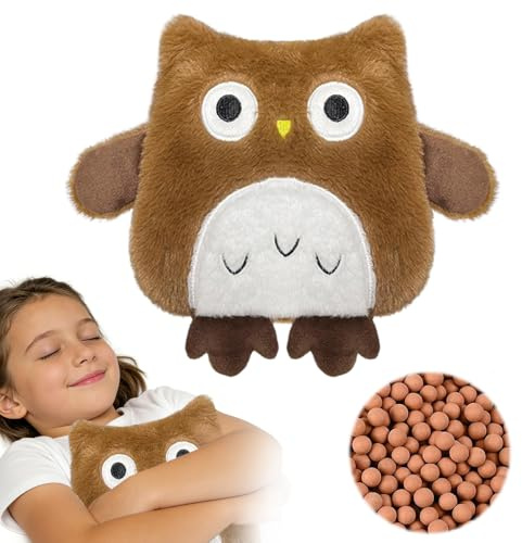 RNPKZ Wärmekissen Mikrowelle Tiere, 15x21 cm Wärmekissen Kinder, Wärmflasche für Mikrowelle, Tonpartikel WärmekissenBaby,Mini Wärmflasche Tier für Damen Kinder Zur Bauch Und Regelschmerzen (Eule)
