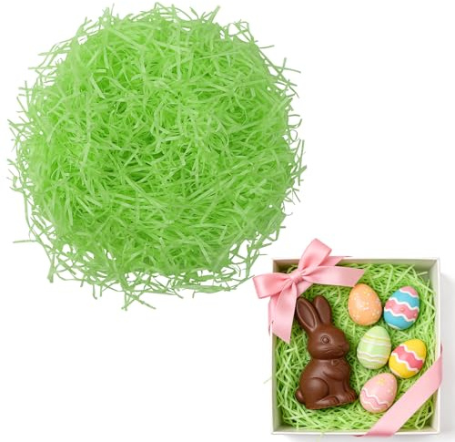 100g Ostergras Grün, Ostergras, Osternest Deko, Oster Papier Füllmaterial für Pakete, Füllmaterial Geschenk für Osternester und Geschenkverpackung