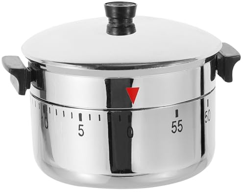 KOCKSHION Minuteur Cuisine Mécanique Argenté, Minuterie Pratique 60 Minutes Son Clair pour Cuisson et Exercice