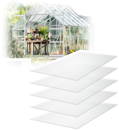 TATIVALO 14er Set Doppelstegplatten aus Polycarbonat – 60,5 × 121 cm, 4 mm transparente Stegplatten mit UV-Schutz für Gewächshaus, Terrasse, Gartenüberdachung und Treibhausbau