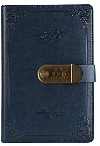 NectaRoy Retro Vintage PU Leather Password Notebook Writing Planner Organizer with Combination Lock, Password Lined Wire Binding Diary Personal Sketchbook, A5 Size 215x150mm