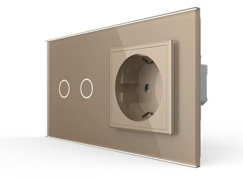 Livolo Lichtschalter Serienschalter Wandschalter mit Steckdose in Gold