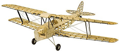 Dancing Wings Hobby - Kit pour modèle réduit d’avion Balsa de la 2nde Guerre Mondiale, Biplan électrique DH82a Tiger Moth, 99 cm, découpe laser, télécommande (jeu de construction pour adultes)