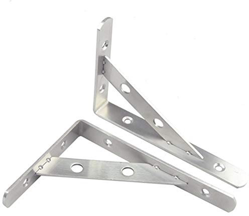 Schwerlast Regal Konsole, Tiberham 2 Stück 147 x 100 mm Wandmontage Regalhalterung, 90 Grad Winkelträger Schwerlastträger Regalträger Wandhalter, Tragkraft 50kg