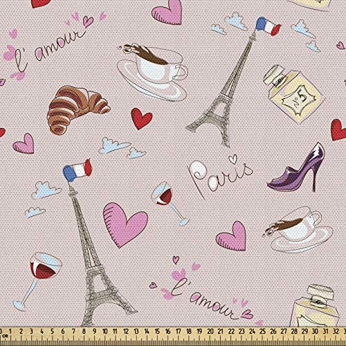 ABAKUHAUS Paris Gewebe als Meterware, Französische Flagge Icons, Schön Gewebten Stoff für Polster und Wohnaccessoires, 1M (148x100cm), Grün