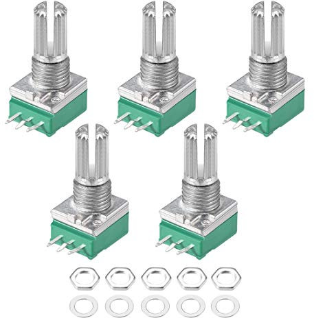 sourcing map 5Stück 20K Ohm Varistor Singlerotations-Kohleschicht Kegel Potentiometer