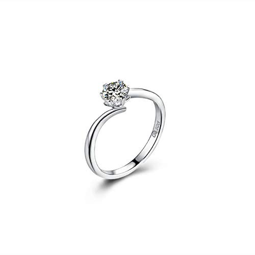 Bishilin Damen Ringe 750 Ehering 6-Steg-Krappenfassung 2ct Moissanit Hochzeitsring Weißgold Verlobungsring Diamant 57 (18.1)