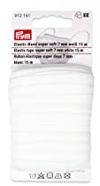 Prym 912161 Elastic super soft, elastisches, superweiches Band, 7mm x 15m, weiß, 65% Polyester 35% Elasthan, 7 mm