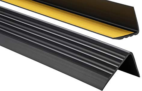 PVC Treppenkantenprofil Selbstklebend Winkelprofil Anti-Rutsch Treppenkante 50x40mm - 0,90m, Schwarz