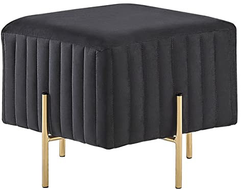 Beliani Pouf schwarz 45 x 45 cm goldene Metallbeinen Samtstoff Dayton