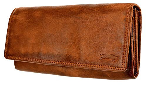 VEN TOMY Geldbörse Damen Portemonnaie echtes Leder Börse Portmonee Geldbeute Neu (Braun)
