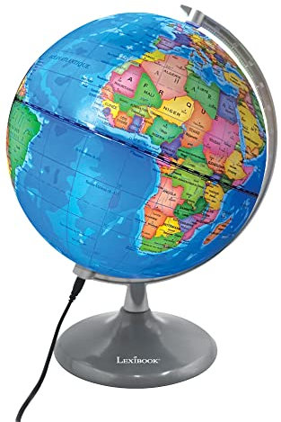 Lexibook, Globe Jour et Nuit Lumineux STEM, 2-en-1 Globe Le Jour Carte des contellations la Nuit, Bleu/Noir, NLJ185FR