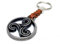 ClaroSchmuck Schlüssel-Anhänger Triskele Schlüsselring aus Metall Stärke 2 mm, Band aus Kunstleder, Gesamtlänge ca. 113 mm