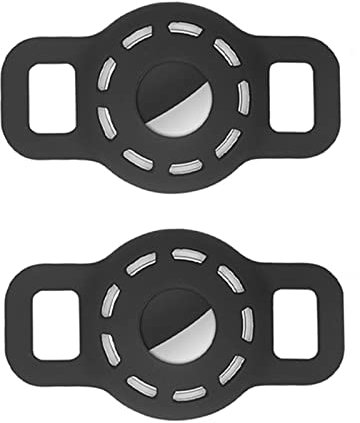 éTui en Silicone pour Collier pour Animaux De Compagnie avec Film Protecteur HD Haute Transparence,éTui De Recherche GPS Portable RéGlable pour Collier De Chien Chat Compatible avec Airtag-2 Noir