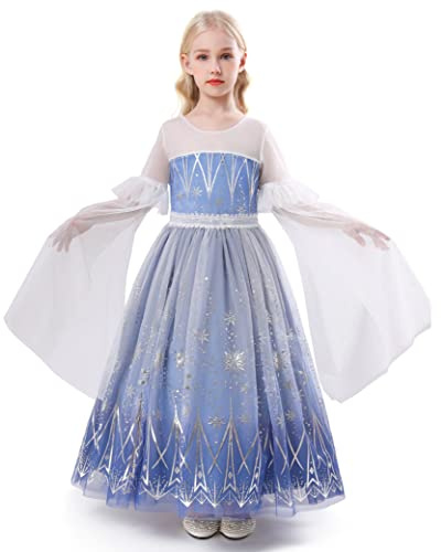 ELSA & ANNA Prinzessin Kleid Mädchen – Eiskönigin – Prinzessinnenkostüm – Mädchen Kleid für Partys, Geburtstage, Fasching, Karneval und Halloween – Prinzessin Kostüm EL2101