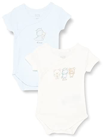 Chicco Set aus 2 kurzen Ärmeln mit seitlicher Öffnung und am Schritt, Unisex, Blau, 62 Unisex Kinder