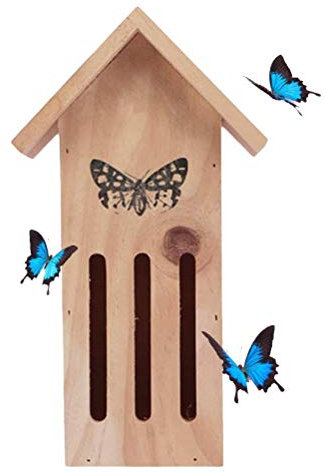 BTSEURY Butterfly House, Wooden Insect Habitat for Bees and Ladybugs, Bird House Feeder, Yellow