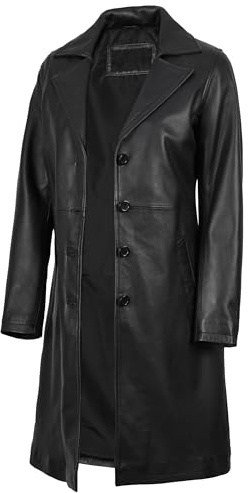 Decrum Black Leather Coat for Womens - Women Real Leather Long Jackets | [1514273] Btmn Coat, M