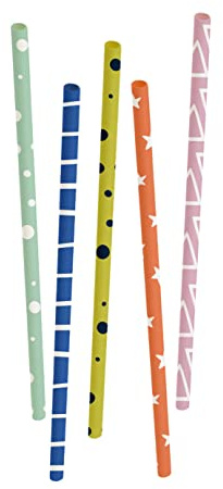 Folat Pajitas Papel FSC 20cm-20 piezas, multicolor, talla única (62839)