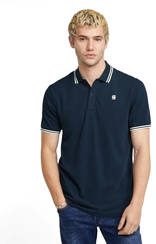 G-STAR Dunda Slim Stripe Polo para Hombre, Azul (Sartho Blue D17127-5864-6067), XL