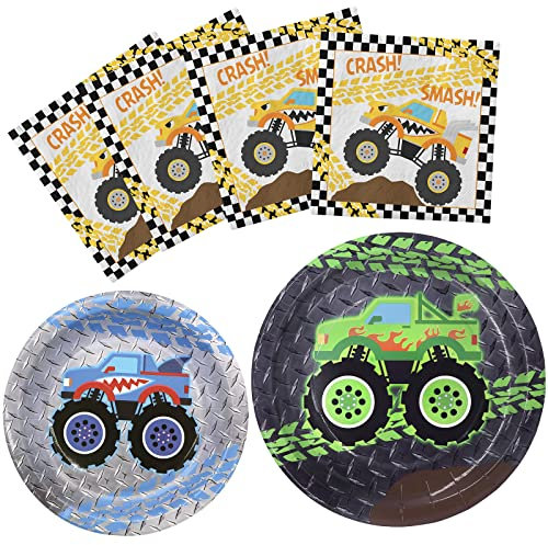 Monster Truck Party Plates and Napkins Monster Truck Party Decorations Monster Truck Party Favor Monster Truck Party Supplies Serves 20 Guests