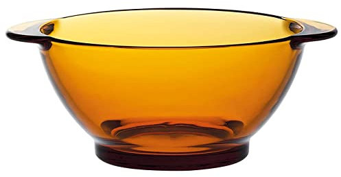 Acan Tradineur Saladier Verre avec Poignées, Modèle LYS, Bol Résistant aux Chocs et aux Chocs Thermiques, Passe au Lave-vaisselle Ambre, 51 cl - 16,3 x 13,4 x 6,5 cm