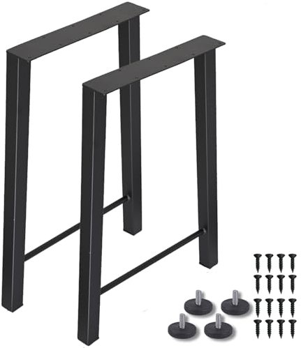 H JINHUI Lot de 2 Pieds de Table en Forme de H, Pieds de Meuble en métal, 72 x 50 cm, Acier thermolaqué, Design Industriel, Pieds de Table avec vis et Protections de Sol, pour Table Basse, Banc
