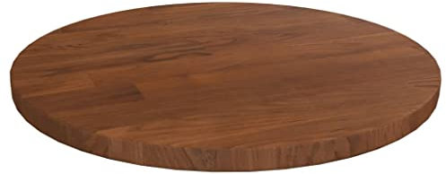 WIFESE Tavolo rotondo Ø 30 x 1,5 cm, in legno di quercia trattato, tavolo da pranzo, tavolo in legno massello, piano di lavoro in legno massello, piano in legno di quercia, marrone scuro