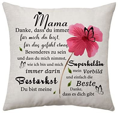 Aconesong Mama Geschenke von Tochter Sohn - Muttertag Geburtstagsgeschenke Kissenbezug für Mutter Weihnachten 45 x 45 cm