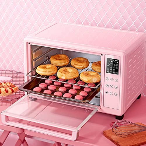 RKYRRKI Mini Horno Tostador de 30 l, hornos de 3 Pisos con Bandeja para Migas, Plancha y Tapa, Horno asador, Horno de horneado fácil para niños, Acero Inoxidable, Rosa útil