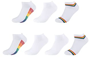 Camano Unisex Sneakersocken Unisex für Damen und Herren Atmungsaktiv bequem elastisch hoher Baumwollanteil weicher Bund 7er Pack 35/38 rainbow