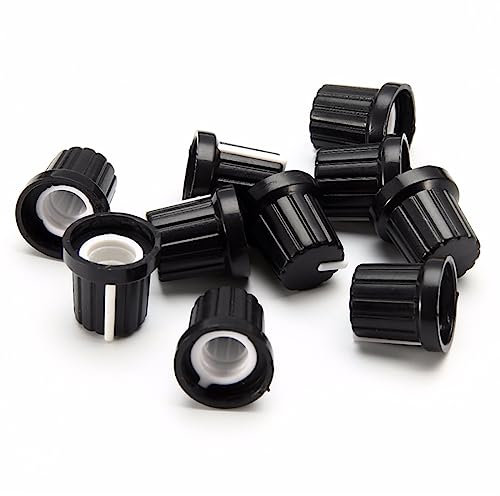 YEHUIMEI 10 Stück drehknopf 6mm Potentiometer Knöpfe für E-Gitarre Acryl Lautstärke Ton Knöpfe-Schwarz